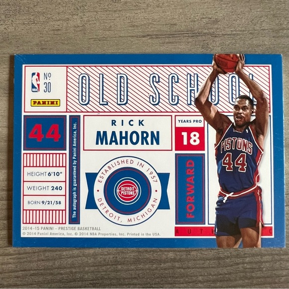 Rick Mahorn Detroit Pistons Panini Prestige Autographed Trading Card - Picture 2 of 2